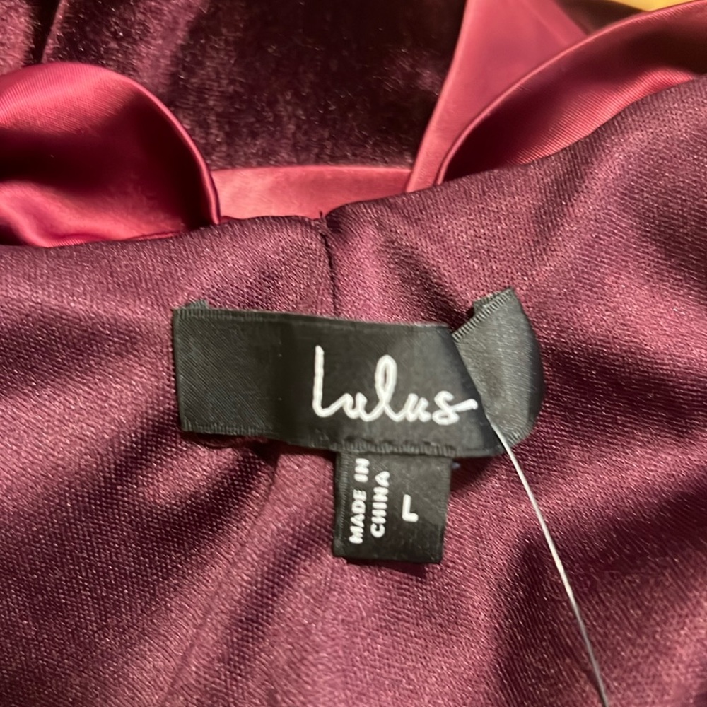 Lulus Florentina burgundy velvet backless bow midi dress women size L new - Picture 12 of 14